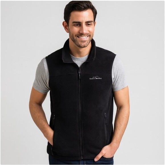 Eddie Bauer Fleece Vest NWT Quest 200 Black Full Zip Hiking Mens Size 2XL - Picture 1 of 7